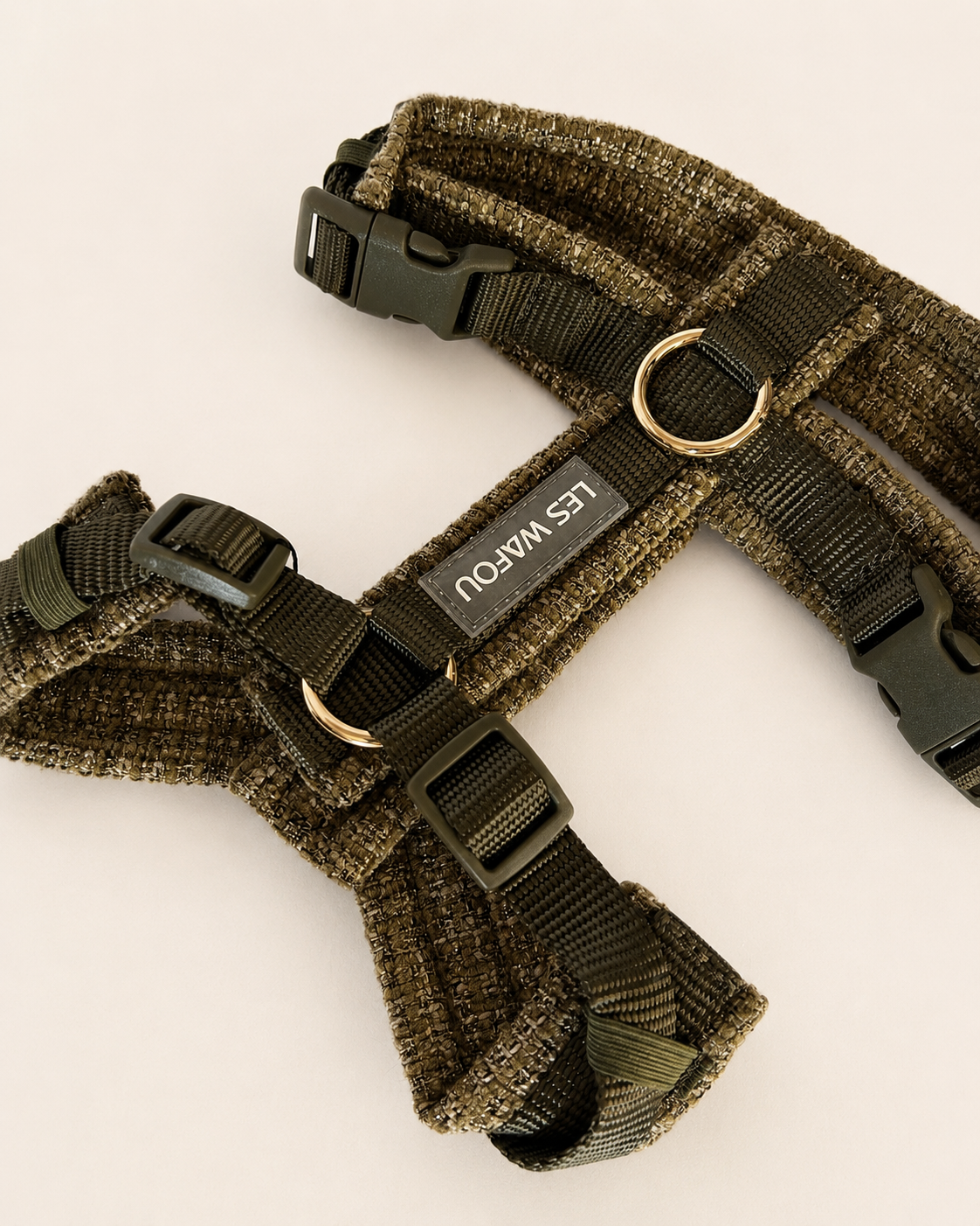 Tweed Dog Harness — Khaki