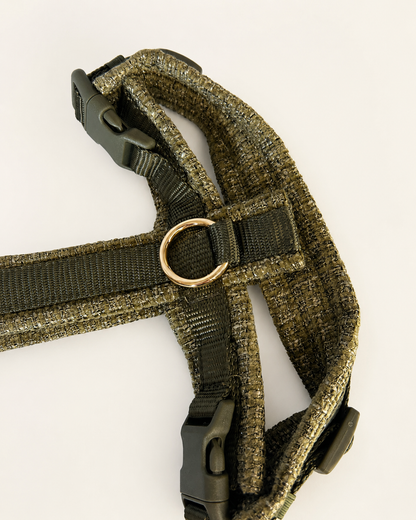 Tweed Dog Harness — Khaki