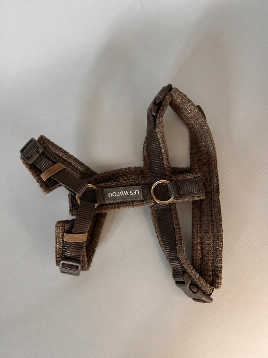Tweed Dog Harness - Taupe