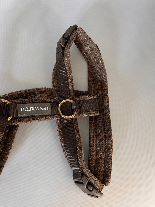 Tweed Dog Harness - Taupe
