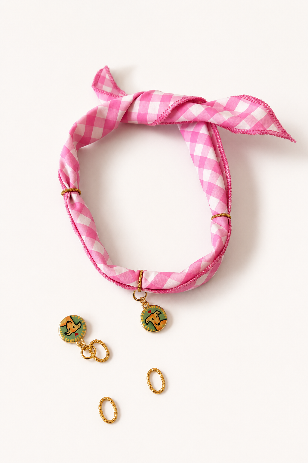 Pink Bandana & Charm Collar