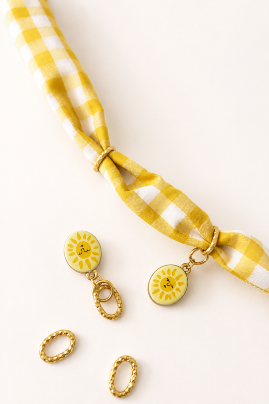 Yellow Bandana & Charm Collar