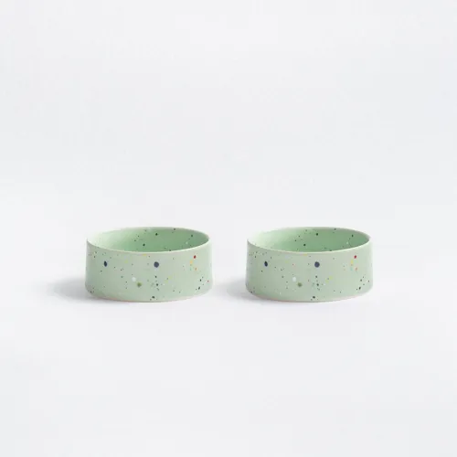 Green Ceramic Dog Bowl Set