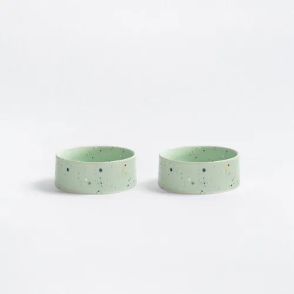 Green Ceramic Dog Bowl Set